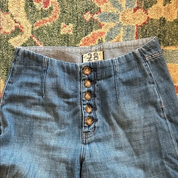Free People Blue Wide Leg Jeans - Picture 3 of 5